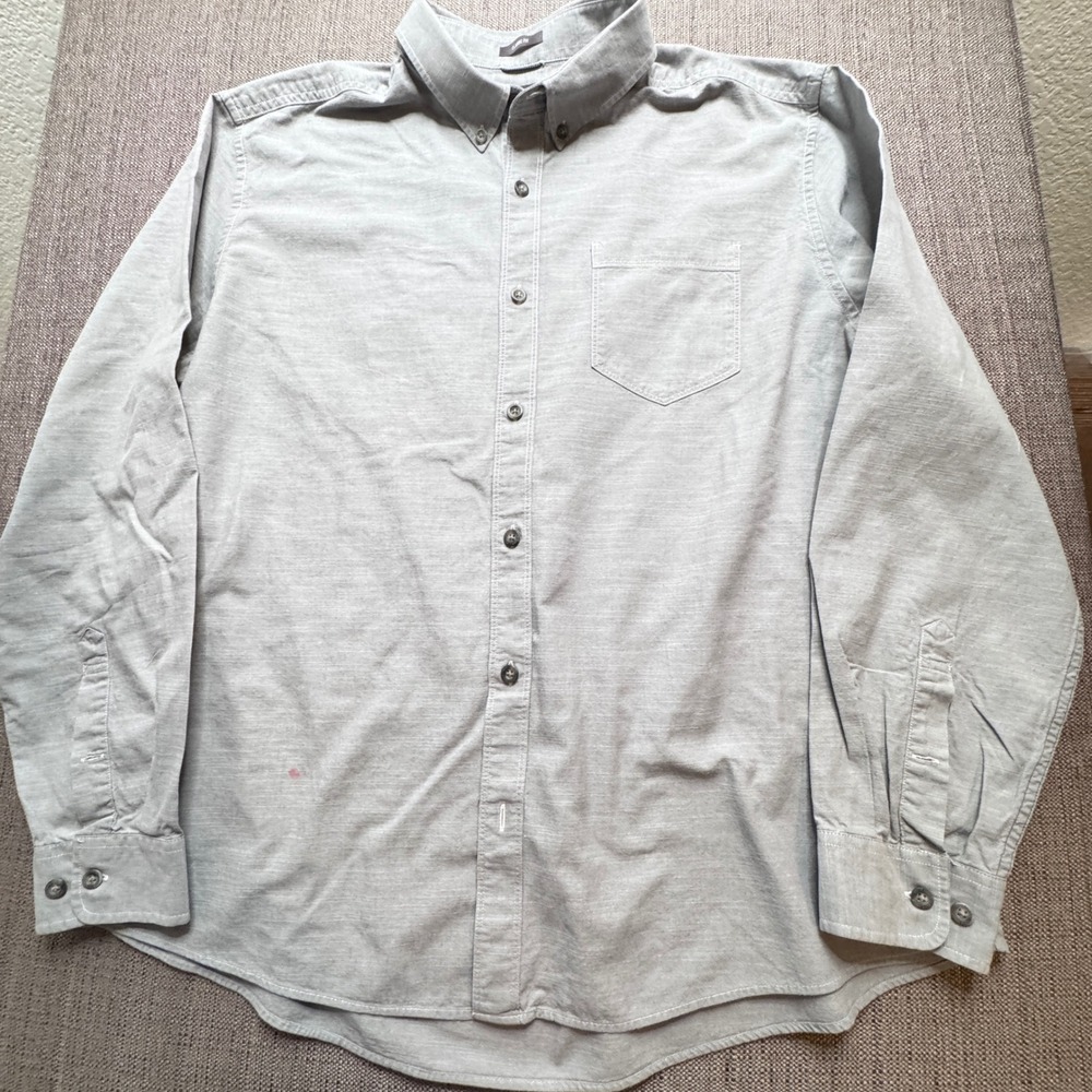 Eddie Bauer Mens XL Classic Fit Button Down Shirt Gray Long Sleeve Pocket